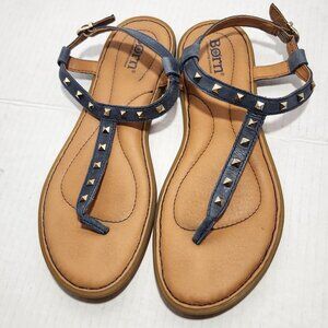 Born Adana Studded T-strap Thong Leather Sandal